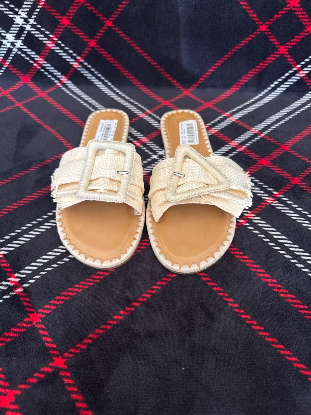 Cream Woven Slide Sandals**